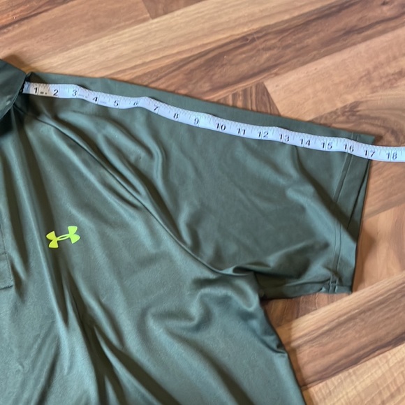 Men’s Green Under Armor Heat Gear Polo Short Sleeve Tee, Size XL - Picture 4 of 6